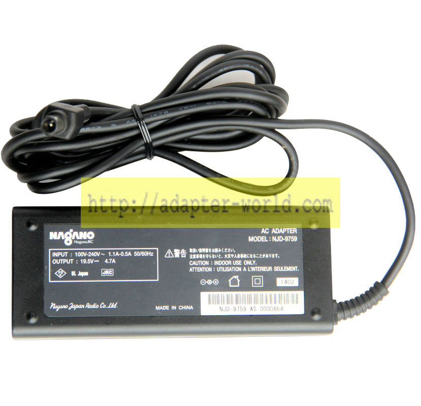 *Brand NEW*NJD-9759 NAGANO 19.5V 4.7A (90W) AC Adapter POWER SUPPLY